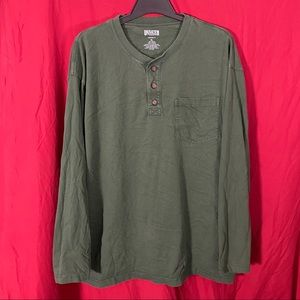 DULUTH TRADING CO. Cotton Green Long Sleeve Shirt Top